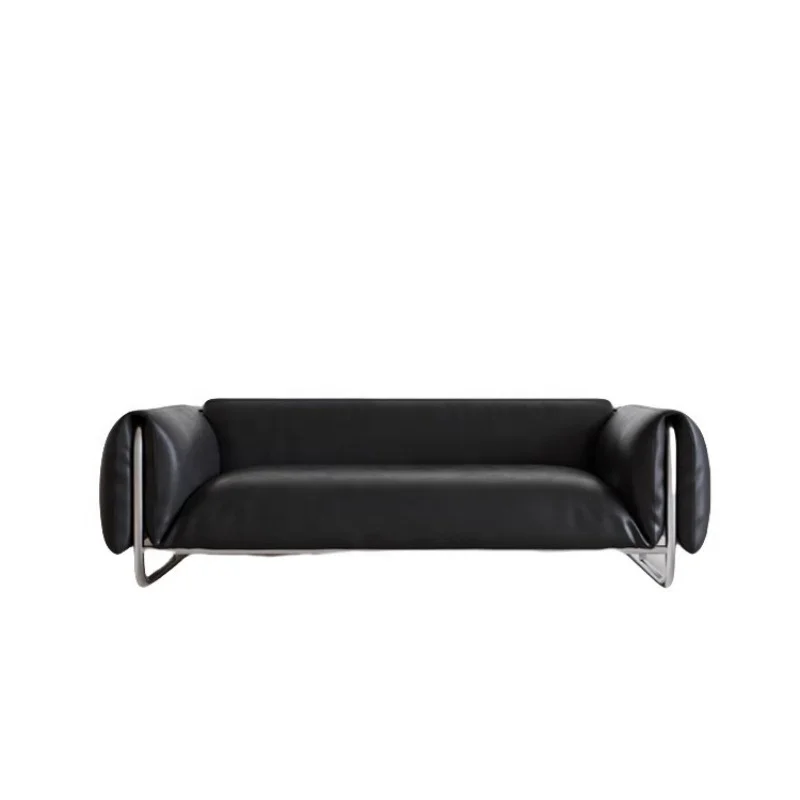 #Modern Leather Sofa Black Full Grain Leather Polished Stainless Steel Frame Minimalist Living Room Furniture
#Modern Leather Sofa Black Full Grain Leather Polished Stainless Steel Frame Minimalist Living Room Furniture
