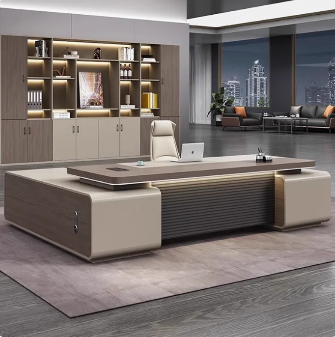 Luxury High End Executive Boss Desk Office Desk with Led Light Quality Modern Multi-functional Wooden CEO Table
Luxury High End Executive Boss Desk Office Desk with Led Light Quality Modern Multi-functional Wooden CEO Table