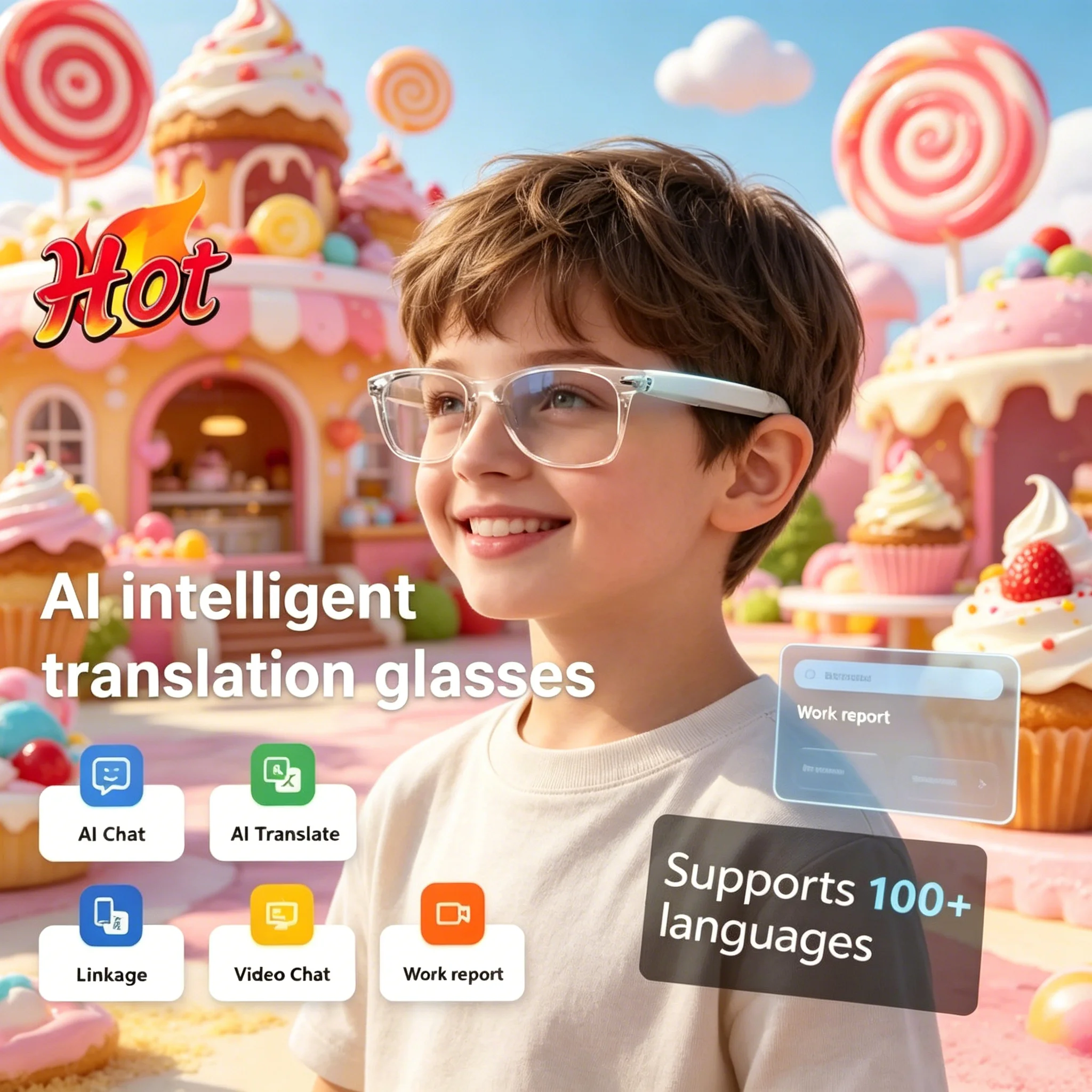100+ Languages AI Translation Smart Glasses Bluetooth TWS Noise Reduction Hands Free Call Music Eyewear
100+ Languages AI Translation Smart Glasses Bluetooth TWS Noise Reduction Hands Free Call Music Eyewear