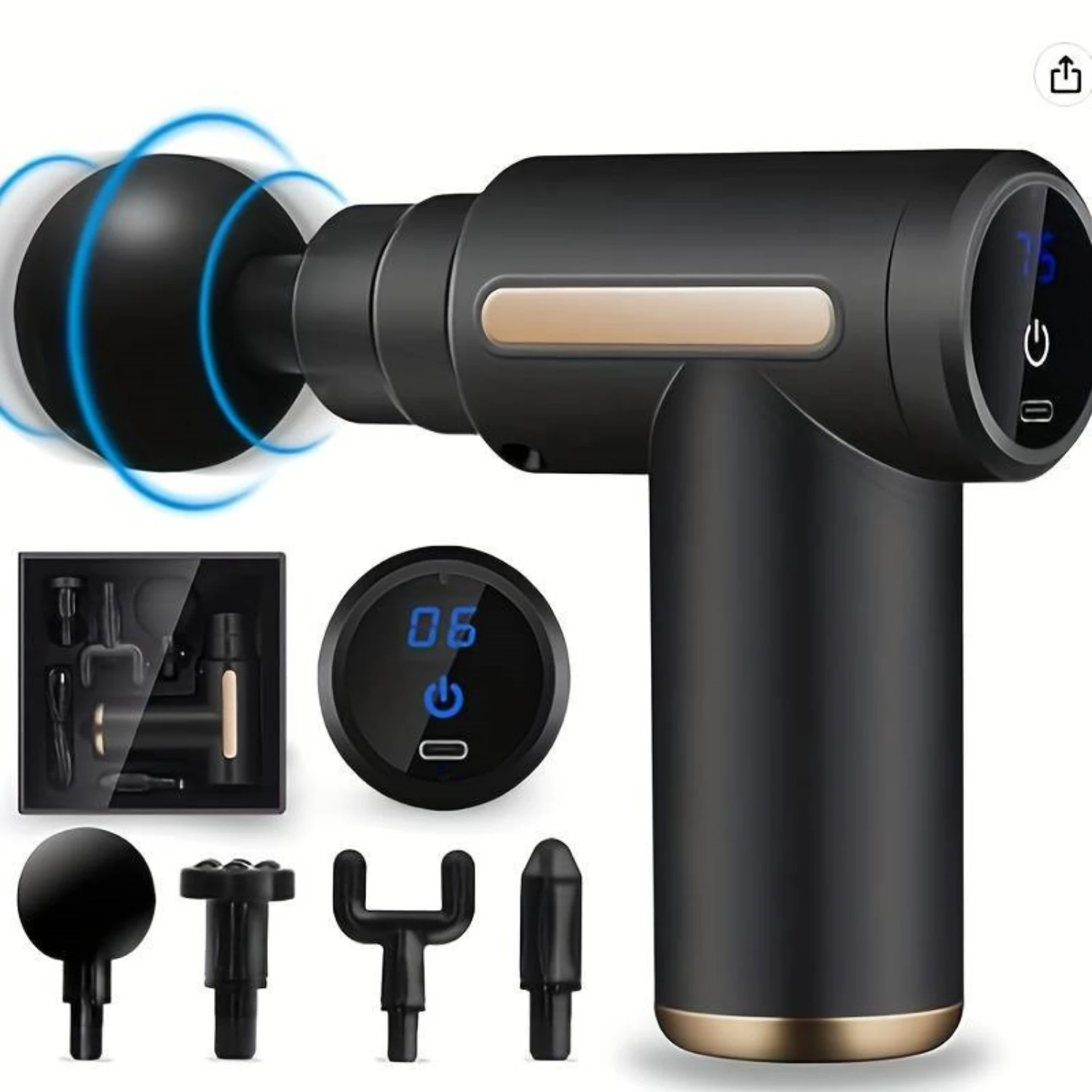 Portable Rechargeable Fitness Massage Gun for Muscle Relaxation with LED Screen and 4 Replaceable Heads
Portable Rechargeable Fitness Massage Gun for Muscle Relaxation with LED Screen and 4 Replaceable Heads