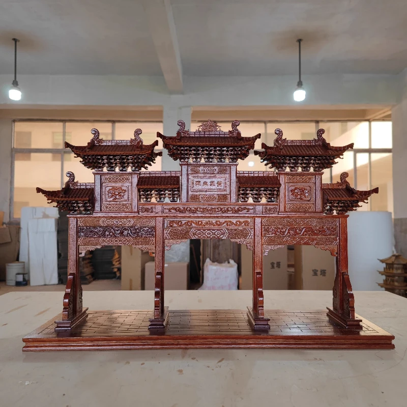 Chinese wood carving pendant home decoration ornament handicrafts ancient building model rosewood one word three door archway
Chinese wood carving pendant home decoration ornament handicrafts ancient building model rosewood one word three door archway