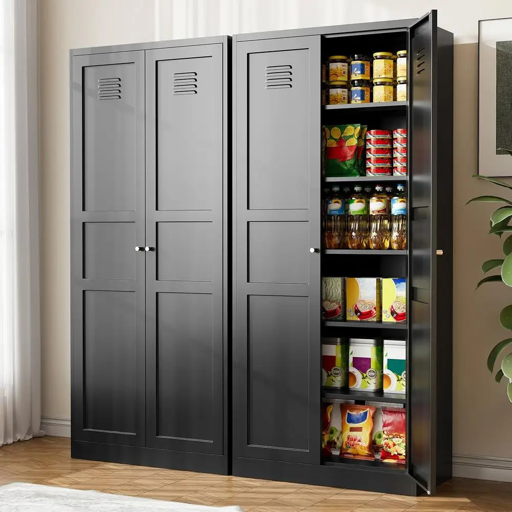 71 Inch Metal Kitchen Pantry Cabinet with 5 Adjustable Shelves for Storage, Ventilated for Kitchen, Living, Dining, and Bath. (B
71 Inch Metal Kitchen Pantry Cabinet with 5 Adjustable Shelves for Storage, Ventilated for Kitchen, Living, Dining, and Bath. (B