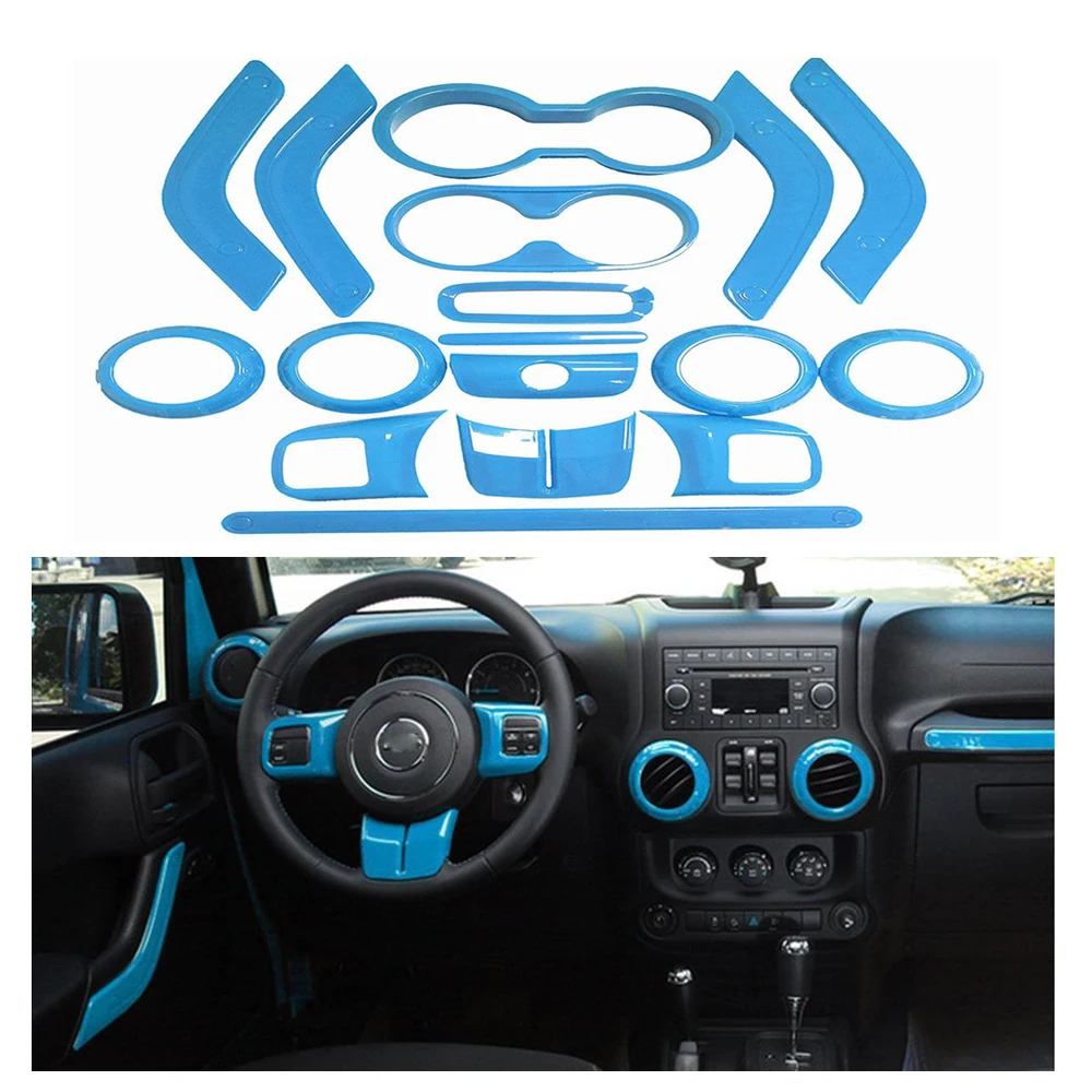 18pcs Light Blue Full Set Interior Decoration Trim Kit Door Handle Air Conditioning Vent Cover Trim For Jeep Wrangler Jk 11-18
18pcs Light Blue Full Set Interior Decoration Trim Kit Door Handle Air Conditioning Vent Cover Trim For Jeep Wrangler Jk 11-18