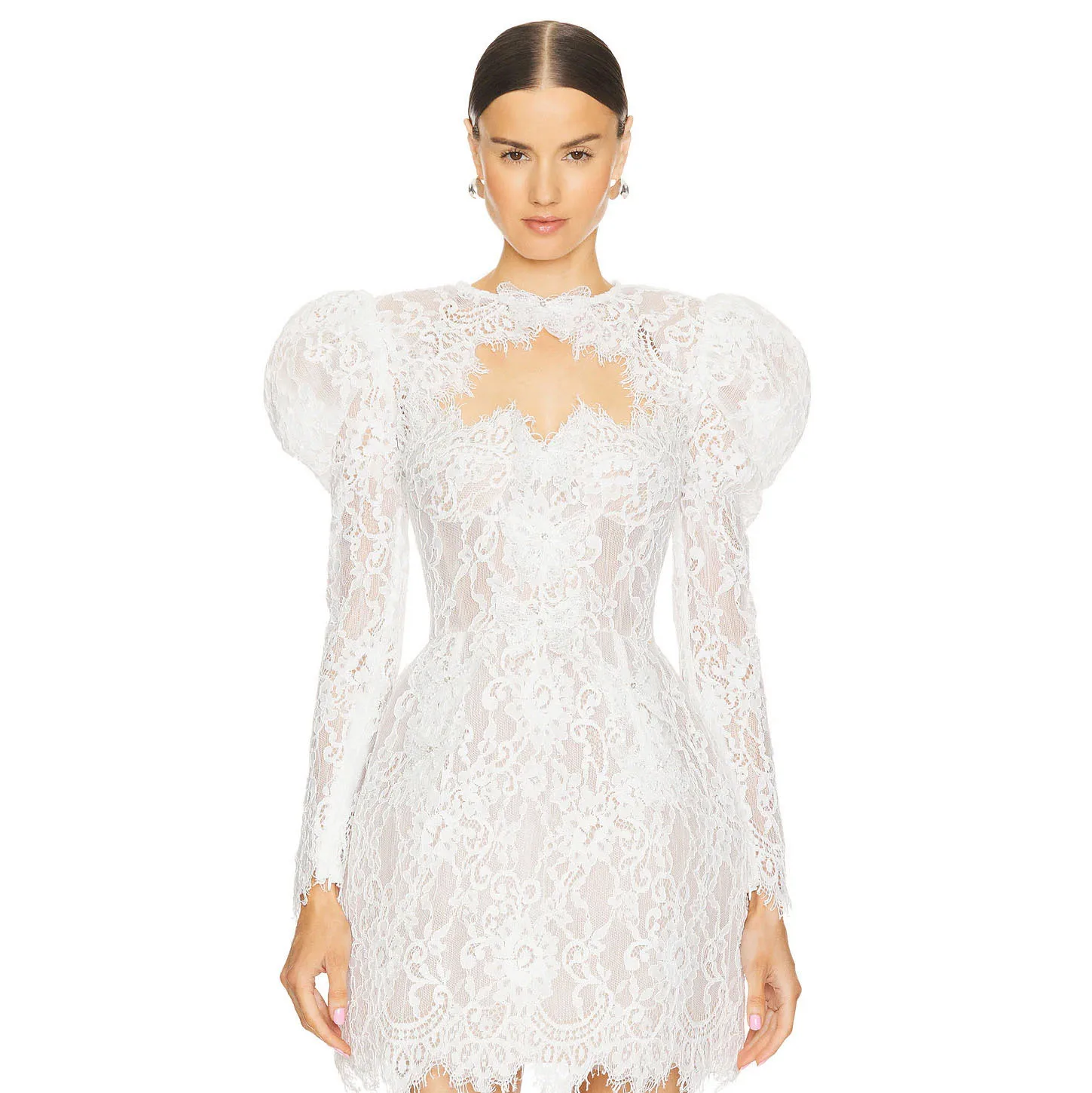European and American white fashion elegant vest long sleeve two-piece set perspective lace sexy bead suspender short dress part
European and American white fashion elegant vest long sleeve two-piece set perspective lace sexy bead suspender short dress part