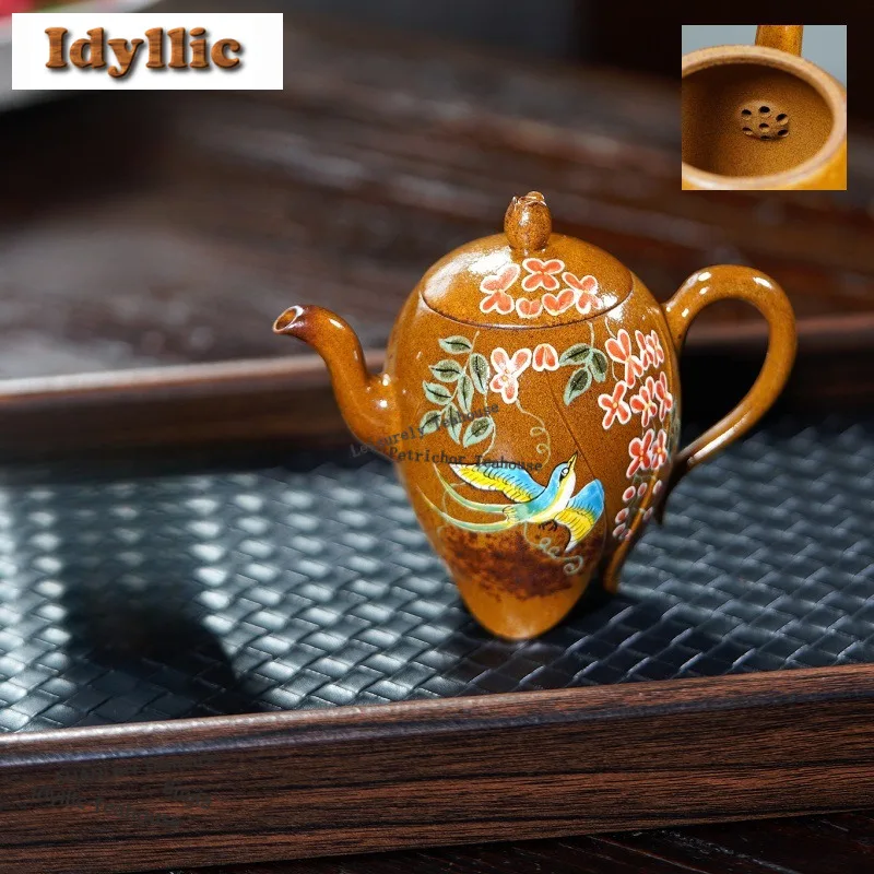 170ml Vintage Yixing Purple Clay Teapots Handmade Flowers Birds Pot Raw Ore Wood-fired Porcelain Mud Kettle Zisha Tea Set Gift
170ml Vintage Yixing Purple Clay Teapots Handmade Flowers Birds Pot Raw Ore Wood-fired Porcelain Mud Kettle Zisha Tea Set Gift