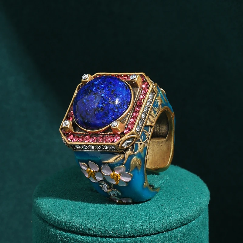 Women Vintage Square Red Blue Rhinestone Flower Rings Lapis Lazuli Gold Color High Quality Decoration Gifts For Mother's Day New
Women Vintage Square Red Blue Rhinestone Flower Rings Lapis Lazuli Gold Color High Quality Decoration Gifts For Mother's Day New