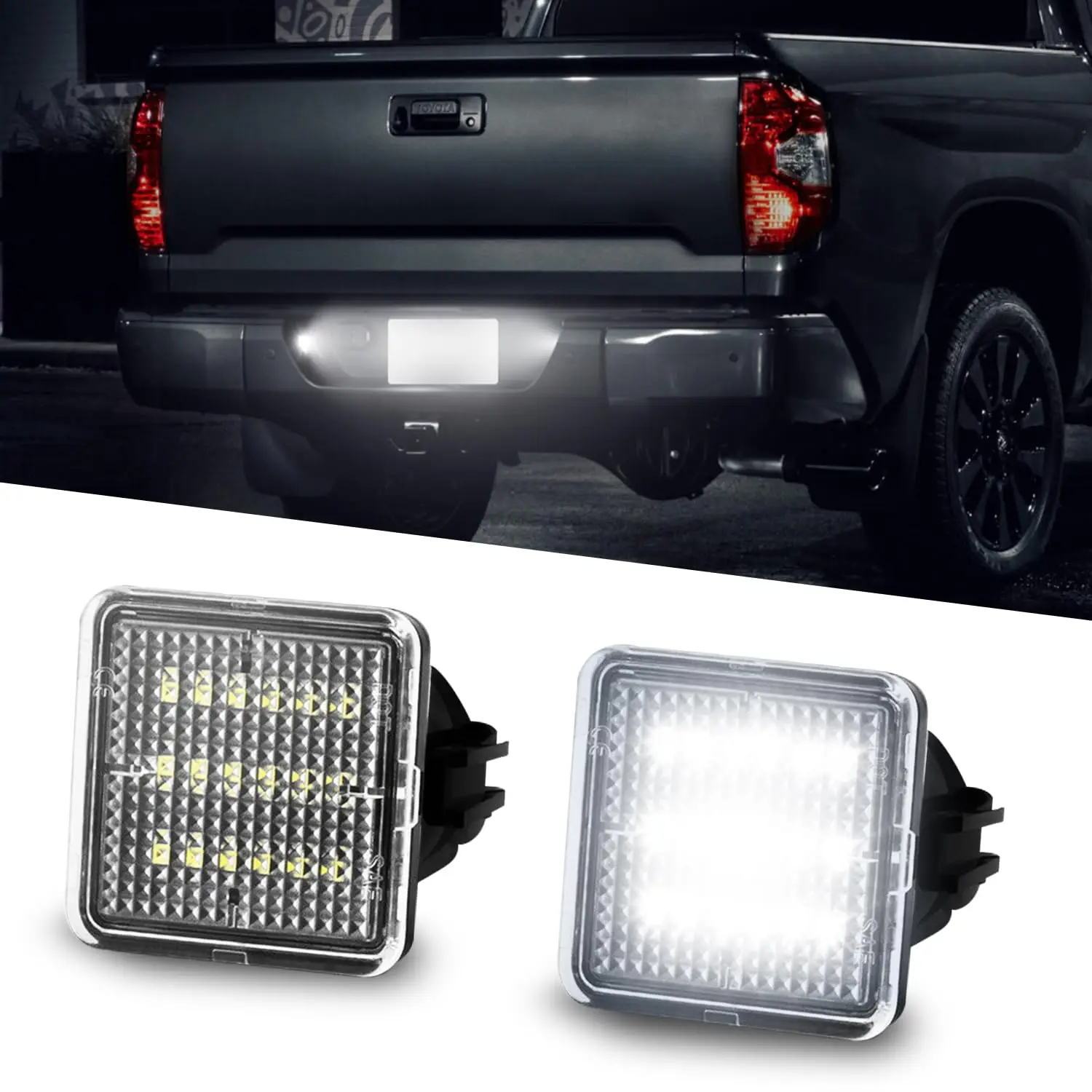 Auto 18-SMD LED License Plate Light Tag Lamp Assembly for Tacoma 2016-2023 & Tundra 2014-2021 Replace OEM part# 812700C040 
Auto 18-SMD LED License Plate Light Tag Lamp Assembly for Tacoma 2016-2023 & Tundra 2014-2021 Replace OEM part# 812700C040
