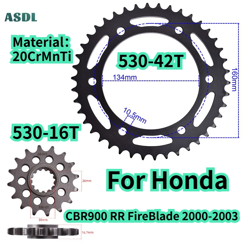 For Honda CBR900RR Y 1 2 3 FireBlade 2000 2001 02-03 Motorcycle Front and Rear Sprocket Gear Wheel CBR 900 RR Motorcycle Parts
For Honda CBR900RR Y 1 2 3 FireBlade 2000 2001 02-03 Motorcycle Front and Rear Sprocket Gear Wheel CBR 900 RR Motorcycle Parts