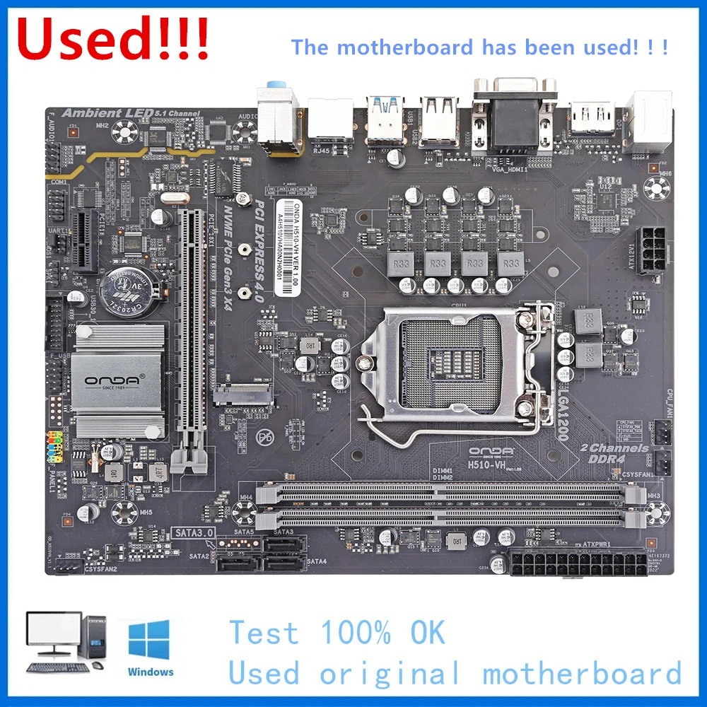 H510 Motherboard Used For ONDA H510-VH Motherboard Socket LGA1200 DDR4 Desktop Mainboard support 11400 10100F
H510 Motherboard Used For ONDA H510-VH Motherboard Socket LGA1200 DDR4 Desktop Mainboard support 11400 10100F