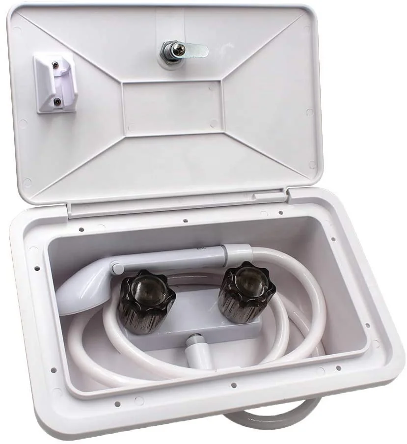 White Handheld Outdoor RV Exterior Shower Box Set with Keys Locking
White Handheld Outdoor RV Exterior Shower Box Set with Keys Locking