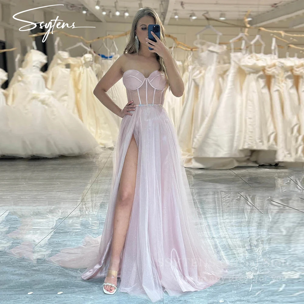 SSYTENS Sexy Pink Long Evening Dresses Tulle Sweetheart High Split Prom Dresses Pleated Saudi Arabric Event Prom Gowns Customize
SSYTENS Sexy Pink Long Evening Dresses Tulle Sweetheart High Split Prom Dresses Pleated Saudi Arabric Event Prom Gowns Customize