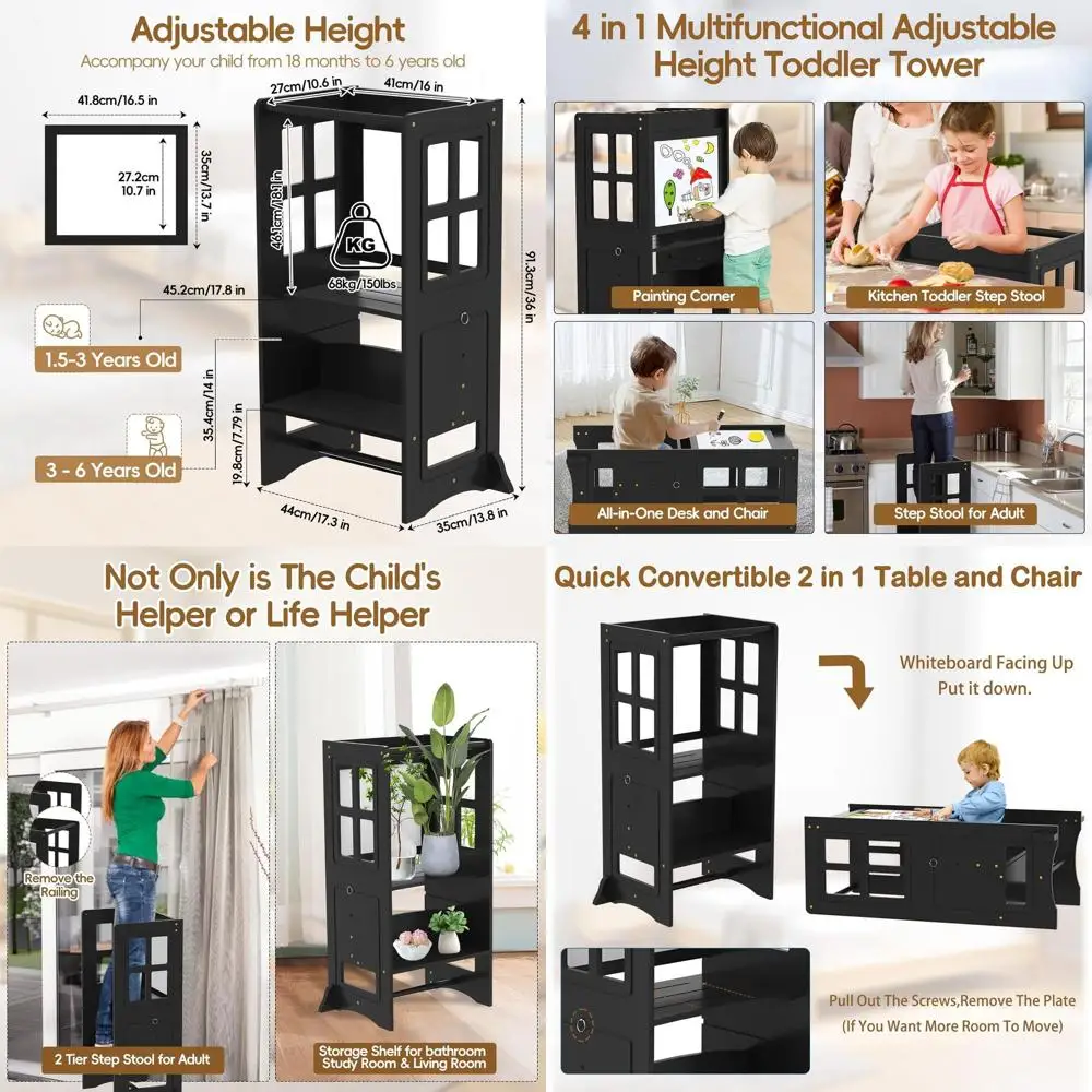 Регулируемый табурет-ступенька для малышей с двусторонней доской, нескользящий кухонный помощник для детей
Регулируемый табурет-ступенька для малышей с двусторонней доской, нескользящий кухонный помощник для детей