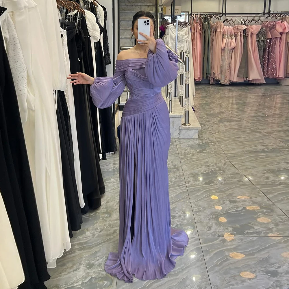 Eightale Arabic Evening Dress Strapless Purple Pleats Crepe Customized Long Sleeeves Muslim Prom Wedding Party Gown
Eightale Arabic Evening Dress Strapless Purple Pleats Crepe Customized Long Sleeeves Muslim Prom Wedding Party Gown