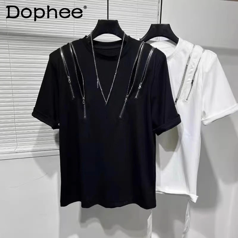 Male Solid Color Short-sleeve Chic Tops Men's 2025 Summer New Personality Irregular Zipper Design Tees Handsome Fashion T-shirts
Male Solid Color Short-sleeve Chic Tops Men's 2025 Summer New Personality Irregular Zipper Design Tees Handsome Fashion T-shirts