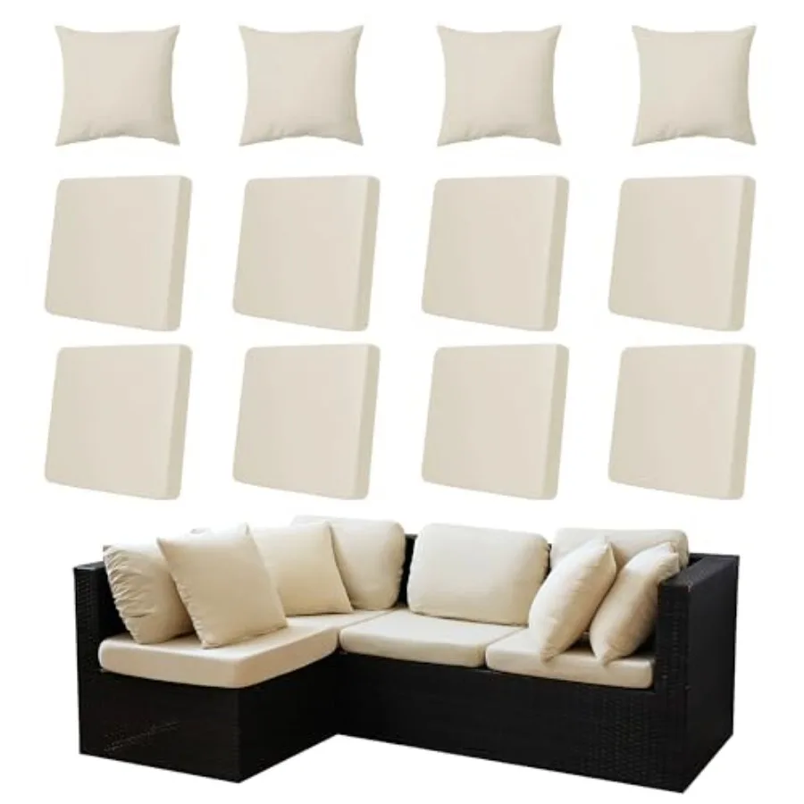 12-Piece Outdoor Cushion and Pillow Cover Set 8 Seat Covers + 4 Pillow Covers Stretch Patio Furniture Slipcovers for Sofa Secti
12-Piece Outdoor Cushion and Pillow Cover Set 8 Seat Covers + 4 Pillow Covers Stretch Patio Furniture Slipcovers for Sofa Secti