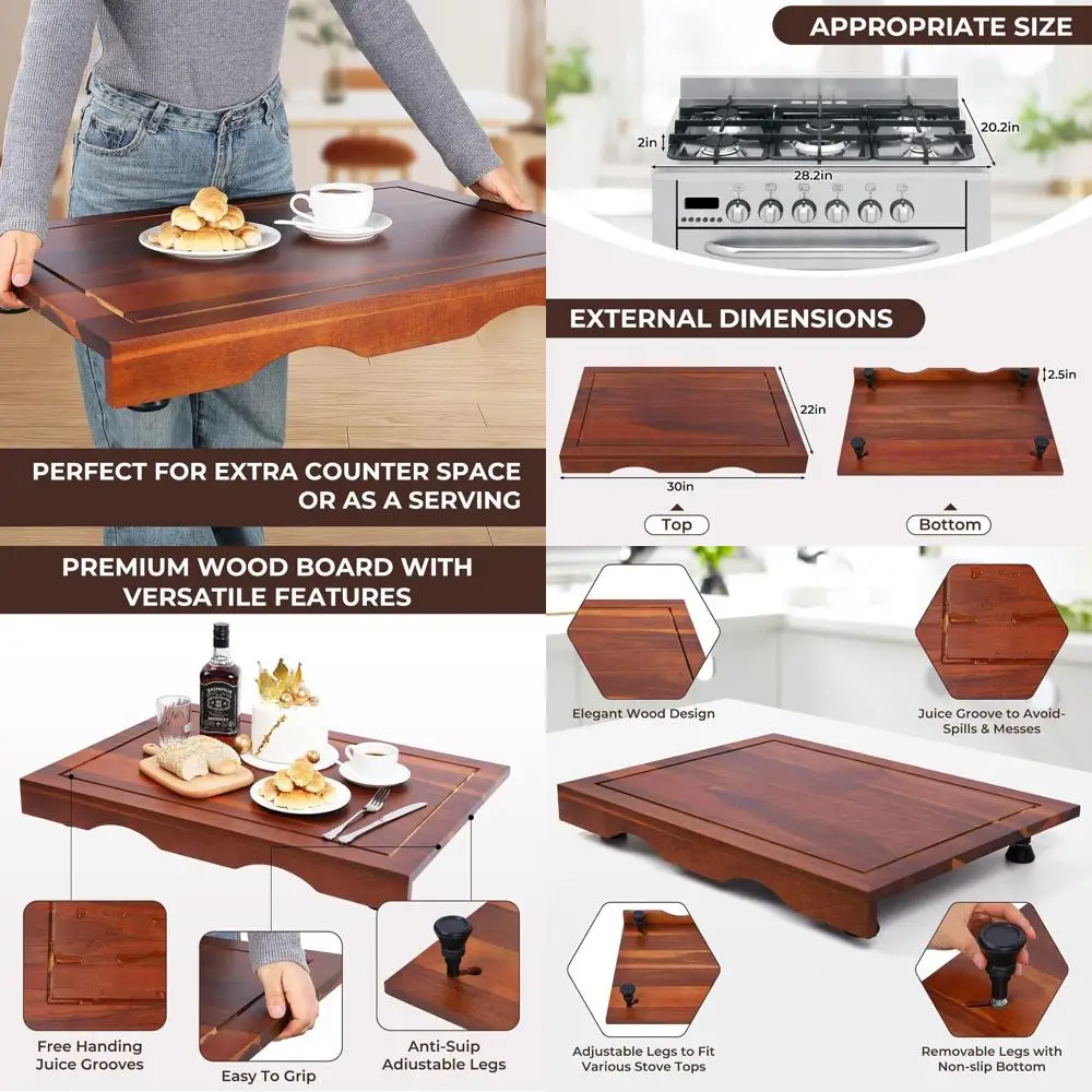 Acacia Wood Stovetop Cover - 30 x 22 x 2.5 - Adjustable Leg Cutting Board with Juice Grooves
Acacia Wood Stovetop Cover - 30 x 22 x 2.5 - Adjustable Leg Cutting Board with Juice Grooves