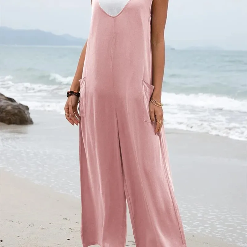 2026 new summer temperament women's jumpsuit Elegant casual style quality sleeveless V collar loose Wide-Leg women's jumpsuit
2026 new summer temperament women's jumpsuit Elegant casual style quality sleeveless V collar loose Wide-Leg women's jumpsuit