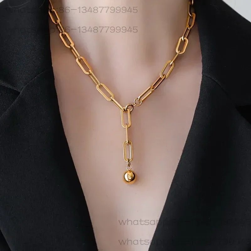 Premium Plated 18K Gold Thick Chain Small Gold Ball Long Necklace Gift
Premium Plated 18K Gold Thick Chain Small Gold Ball Long Necklace Gift