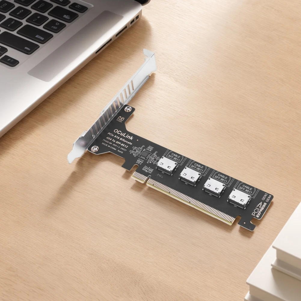 PCIE 4.0 X16 to 4 Ports OCulink SFF-8612 Split Bifurcation Card PCIE GEN4 64Gb
PCIE 4.0 X16 to 4 Ports OCulink SFF-8612 Split Bifurcation Card PCIE GEN4 64Gb