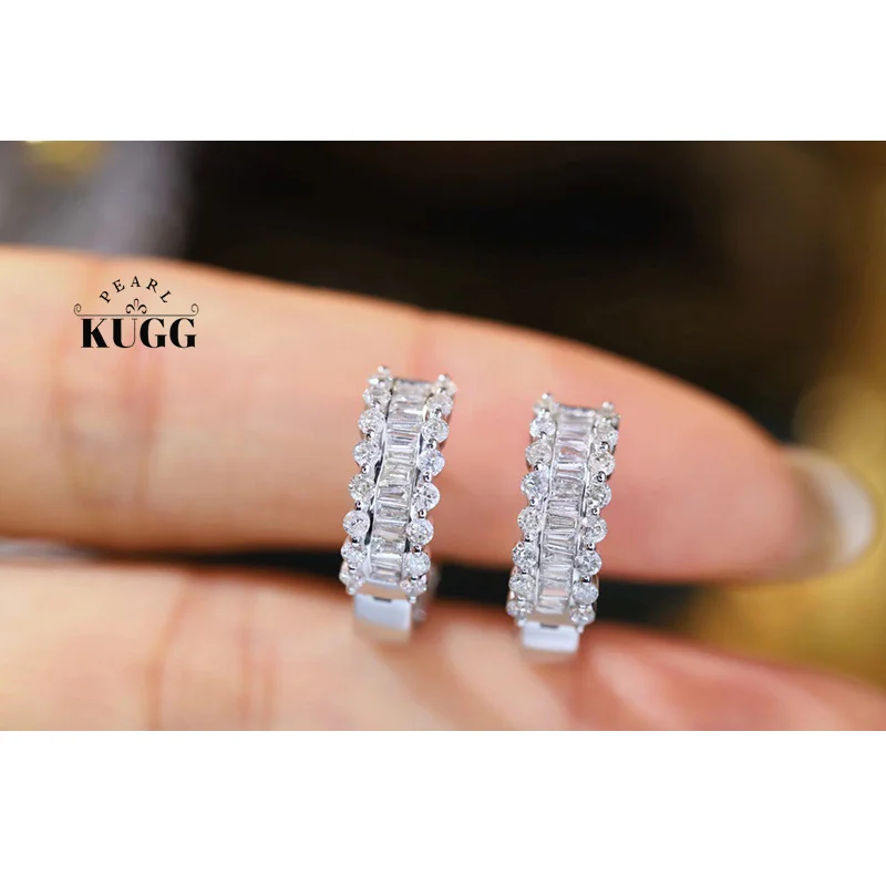 KUGG 100% 18K White Gold Earrings Luxury OL Style 1.0carat Real Natural Diamond Hoop Earrings for Women High Party Jewelry
KUGG 100% 18K White Gold Earrings Luxury OL Style 1.0carat Real Natural Diamond Hoop Earrings for Women High Party Jewelry