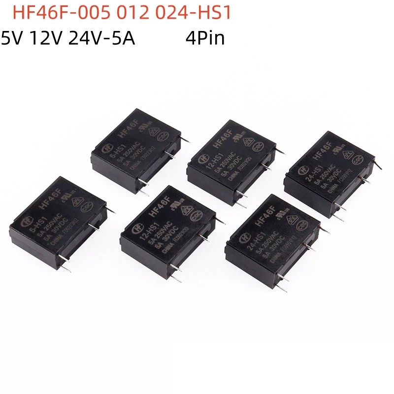 5PCS 30VDC Power Relays HF46F-005-HS1 HF46F-012-HS1 HF46F-024-HS1 5-HS1 12-HS1 24-HS1 5A 250VAC 4PIN 5V 12V 24V DC 
5PCS 30VDC Power Relays HF46F-005-HS1 HF46F-012-HS1 HF46F-024-HS1 5-HS1 12-HS1 24-HS1 5A 250VAC 4PIN 5V 12V 24V DC