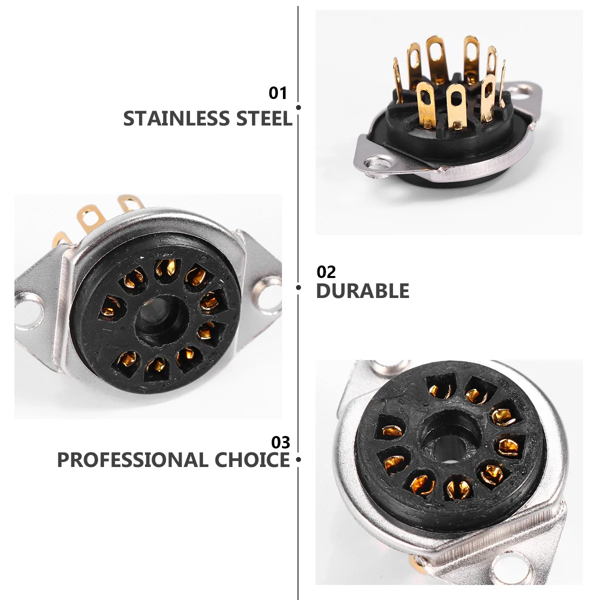 2Pcs Guitar Audio Amplifier 9-Pin Tube Socket Black Golden Finish High Quality Electric Holder for Performance
2Pcs Guitar Audio Amplifier 9-Pin Tube Socket Black Golden Finish High Quality Electric Holder for Performance