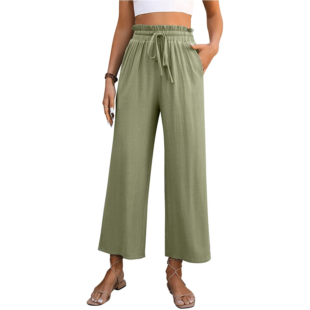 New Fashion Lace-up High Waist Wide-leg Pants Women Spring Summer Cotton Linen Long Pants Ladies Casual Loose Trousers
New Fashion Lace-up High Waist Wide-leg Pants Women Spring Summer Cotton Linen Long Pants Ladies Casual Loose Trousers