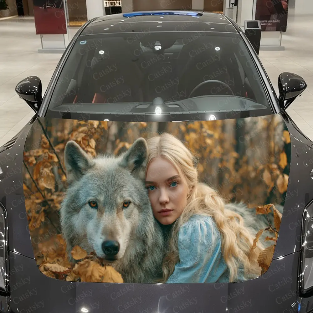 Girl & Grey Wolf Warm Car Vinyl Wrap, PVC Waterproof Car Hood Sticker, Self-Adhesive Scratch-Resistant Stickers
Girl & Grey Wolf Warm Car Vinyl Wrap, PVC Waterproof Car Hood Sticker, Self-Adhesive Scratch-Resistant Stickers
