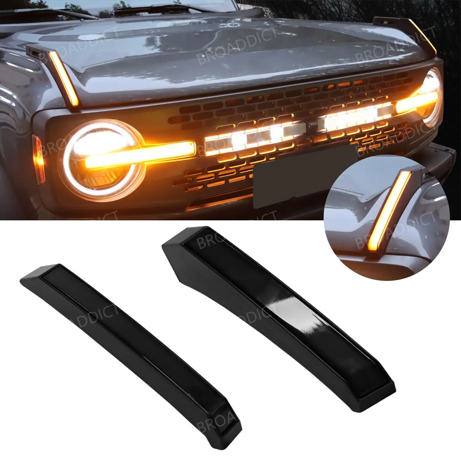Trail Sights Cover Side Marker LED Lights for 2021-2025 Ford Bronco 2/4 Door 2PC
Trail Sights Cover Side Marker LED Lights for 2021-2025 Ford Bronco 2/4 Door 2PC