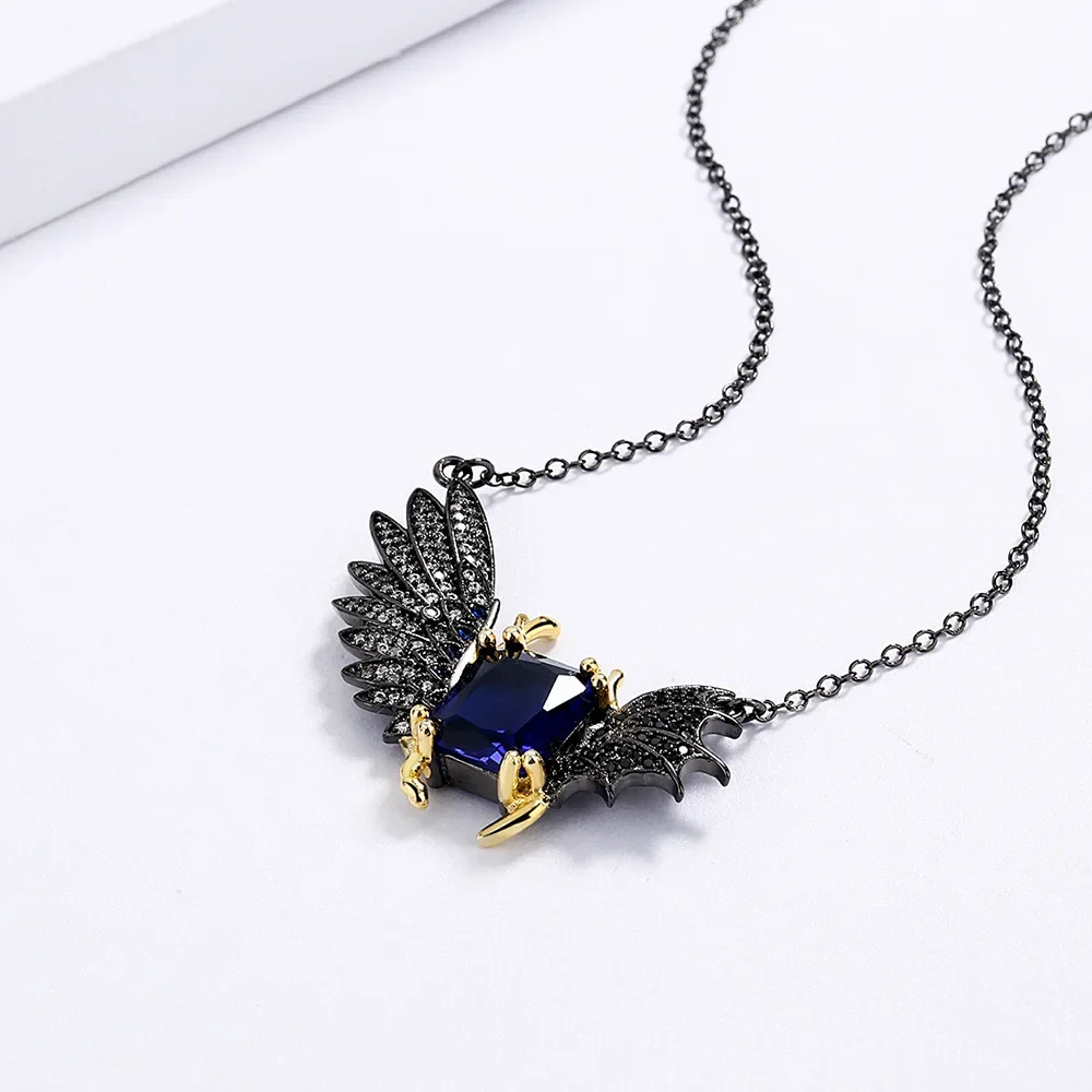 New Fashion AAAA Blue Zircon Jewelry Wing Pendant Necklace 925 Stamp Black Gold Two-tone Zircon Sweater Chain Women's
New Fashion AAAA Blue Zircon Jewelry Wing Pendant Necklace 925 Stamp Black Gold Two-tone Zircon Sweater Chain Women's