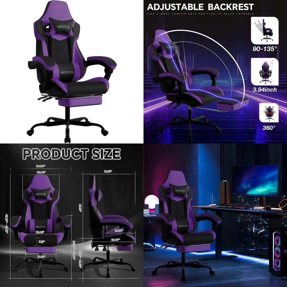 Ergonomic PVC Leather High Back Gaming Chair with Footrest, Adjustable Headrest and Lumbar Support for Enhanced Comfort
Ergonomic PVC Leather High Back Gaming Chair with Footrest, Adjustable Headrest and Lumbar Support for Enhanced Comfort