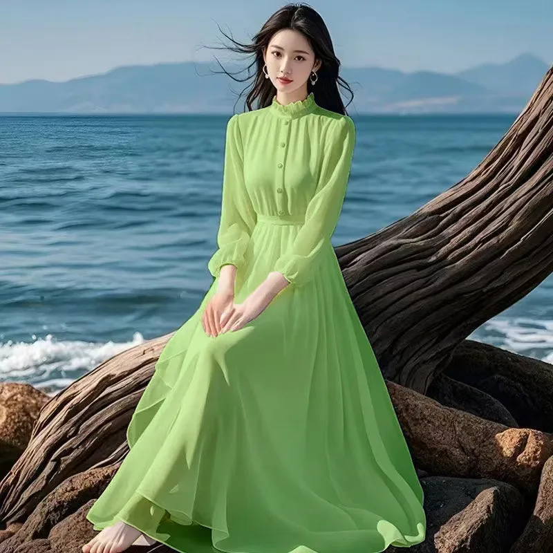 Spring Summer Women Dress 2025 New Bohemian Beach Long Chiffon Dresses Elegant Ladies Long Sleeves Sundress Slim Ladies Vestidos
Spring Summer Women Dress 2025 New Bohemian Beach Long Chiffon Dresses Elegant Ladies Long Sleeves Sundress Slim Ladies Vestidos