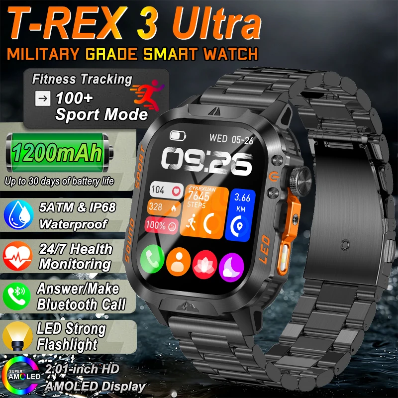 2026 New 1200 mAh Battery Military Smart Watch Men Outdoor Fitness Tracker Heart Rate 5ATM Waterproof Smartwatch For iOS Android
2026 New 1200 mAh Battery Military Smart Watch Men Outdoor Fitness Tracker Heart Rate 5ATM Waterproof Smartwatch For iOS Android