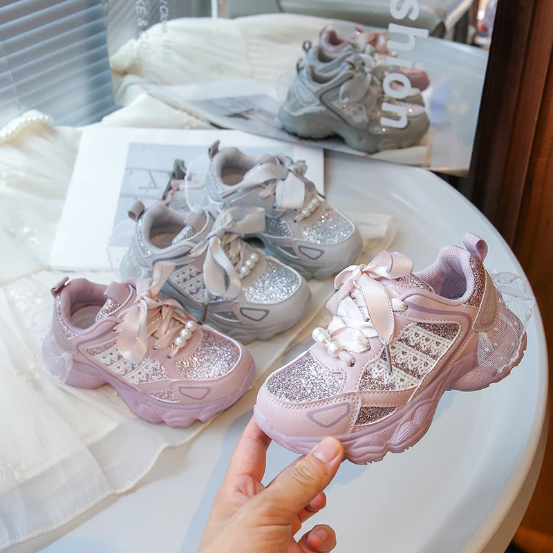 Lace Princess Shoes for Girls; Spring New Children's Double-Mesh Breathable Sneakers for Running
Lace Princess Shoes for Girls; Spring New Children's Double-Mesh Breathable Sneakers for Running