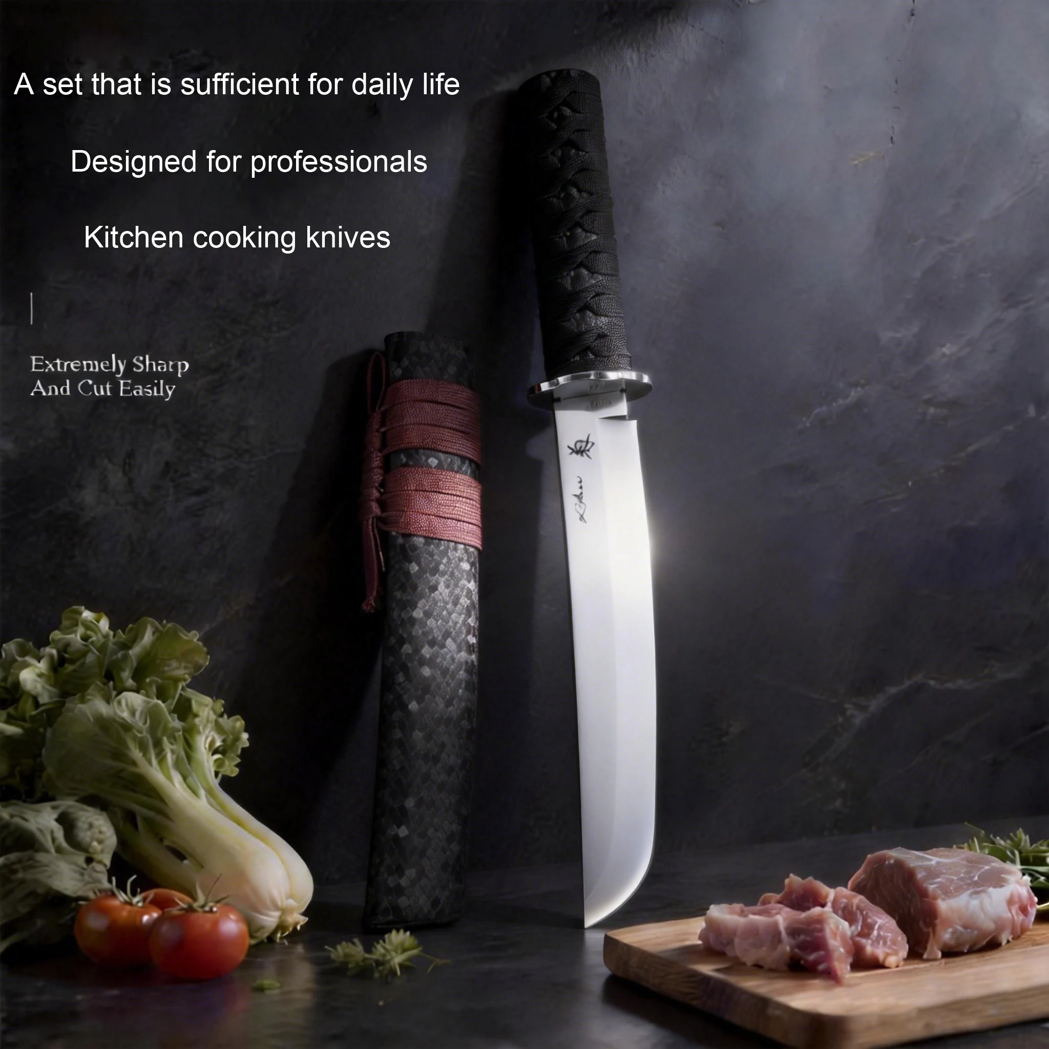 High-end Japanese kitchen knives, professional kitchen straight knives, high-hardness stainless steel kitchen dividing knives
High-end Japanese kitchen knives, professional kitchen straight knives, high-hardness stainless steel kitchen dividing knives