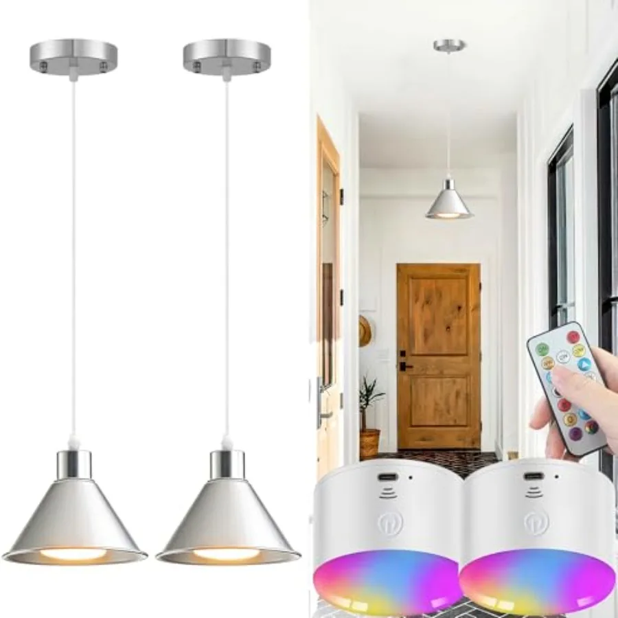 Battery Operated Pendant Light Set of 2 RGB Color Changing Rechargeable Hanging Light with Remote Up to 50 Hours Use Vintage Pe
Battery Operated Pendant Light Set of 2 RGB Color Changing Rechargeable Hanging Light with Remote Up to 50 Hours Use Vintage Pe
