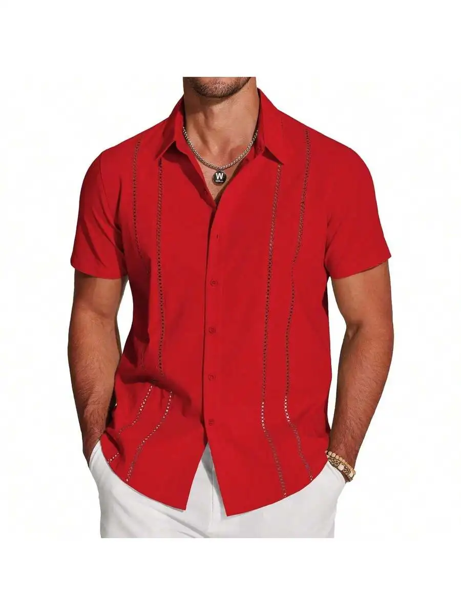 Mens Cuban Guayabera Short Sleeve Button Down Shirt Casual Summer Beach Linen
Mens Cuban Guayabera Short Sleeve Button Down Shirt Casual Summer Beach Linen