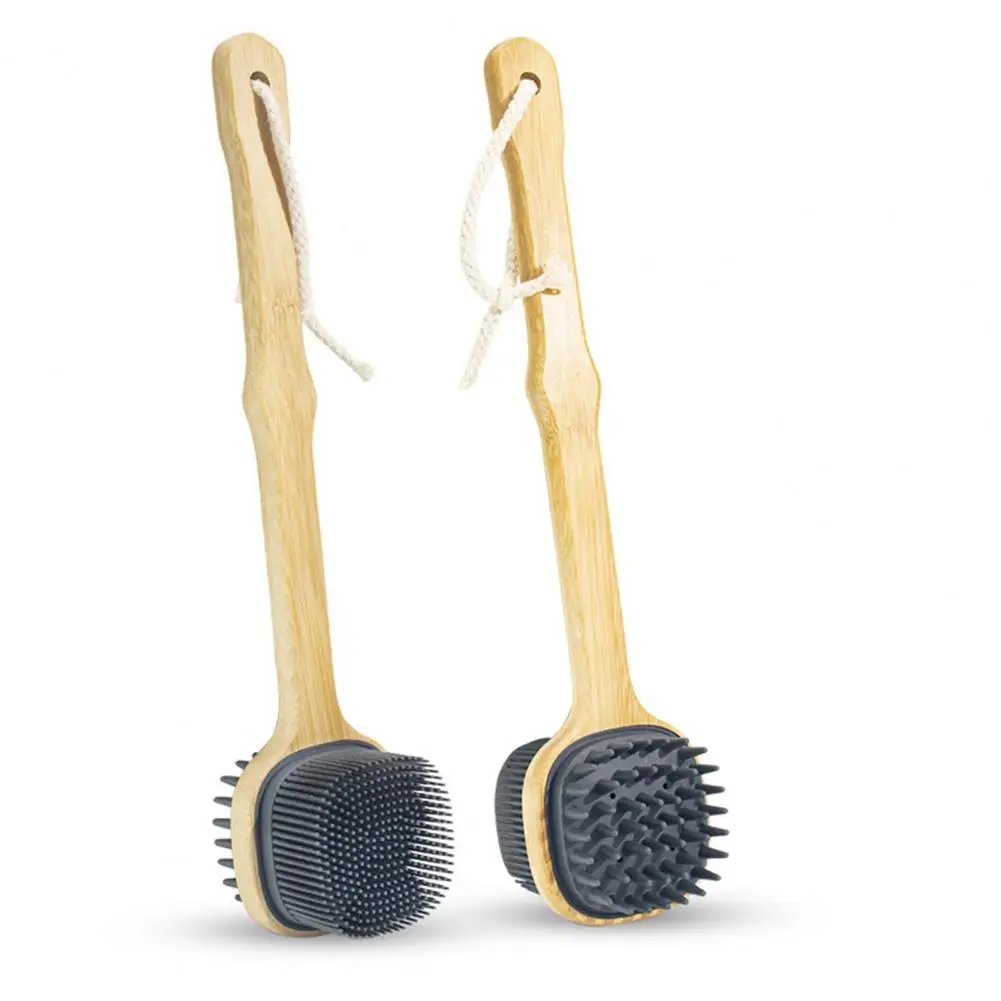 Hanging Shower Brush Double-sided Bath Brush Multi-functional Wooden Long Handle Bath Brush with Soft Silicone for Massage
Hanging Shower Brush Double-sided Bath Brush Multi-functional Wooden Long Handle Bath Brush with Soft Silicone for Massage