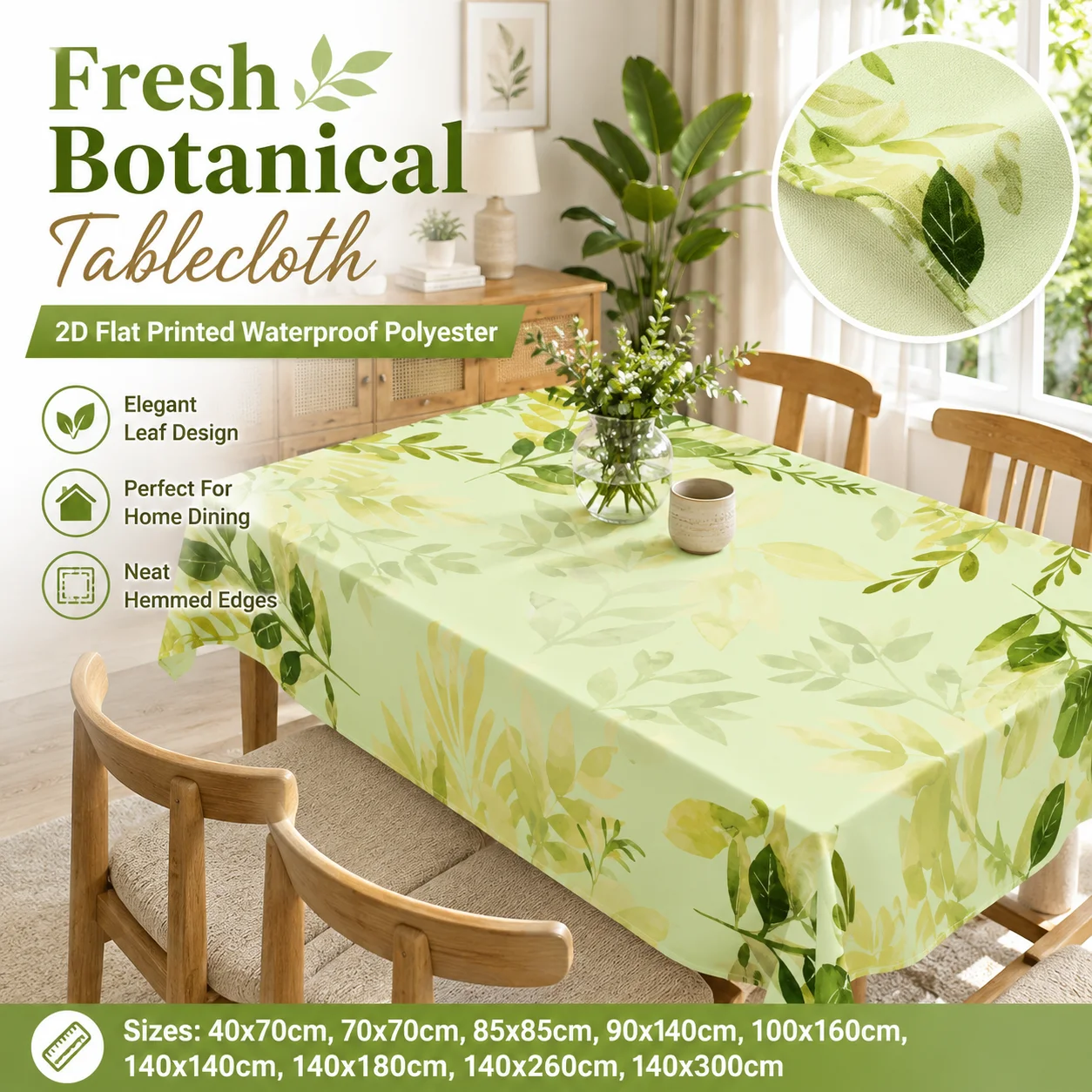 Watercolor Plant Leaves Print Tablecloth 2D Flat Printed Waterproof Polyester Rectangular Table Cover For Spring Summer Party
Watercolor Plant Leaves Print Tablecloth 2D Flat Printed Waterproof Polyester Rectangular Table Cover For Spring Summer Party