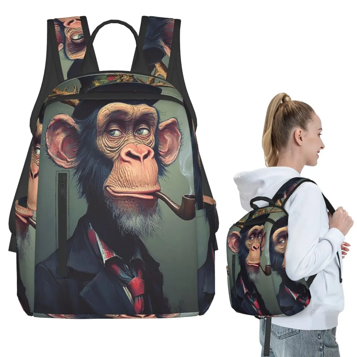 Gentleman's Smoking Monkey Print Backpack Student BookBag Children School Bag Laptop Shoulder Bags Men Women
Gentleman's Smoking Monkey Print Backpack Student BookBag Children School Bag Laptop Shoulder Bags Men Women