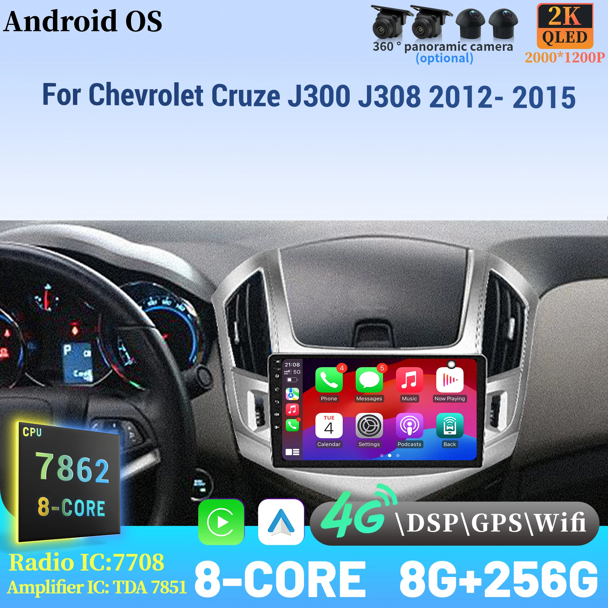 Android 14 Radio Car Multimedia Player Touch 2K QLED Screen For Chevrolet Cruze J300 J308 2012- 2015 Wireless BT CarPlay
Android 14 Radio Car Multimedia Player Touch 2K QLED Screen For Chevrolet Cruze J300 J308 2012- 2015 Wireless BT CarPlay