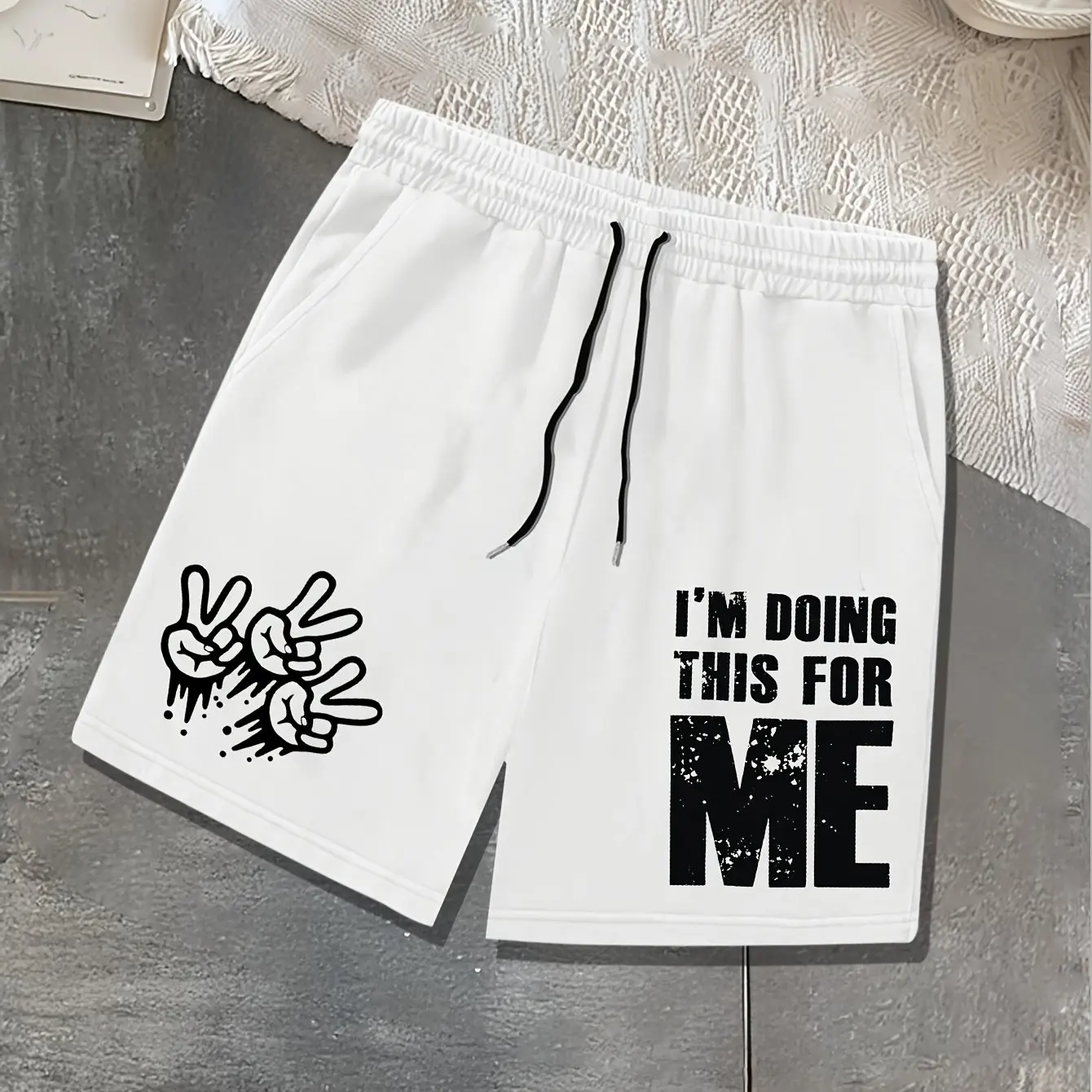 Men's Printed Hand Gesture Letter Pattern and Letter Printed Shorts with Waistband and Pockets, Summer Street Fashion Shorts
Men's Printed Hand Gesture Letter Pattern and Letter Printed Shorts with Waistband and Pockets, Summer Street Fashion Shorts