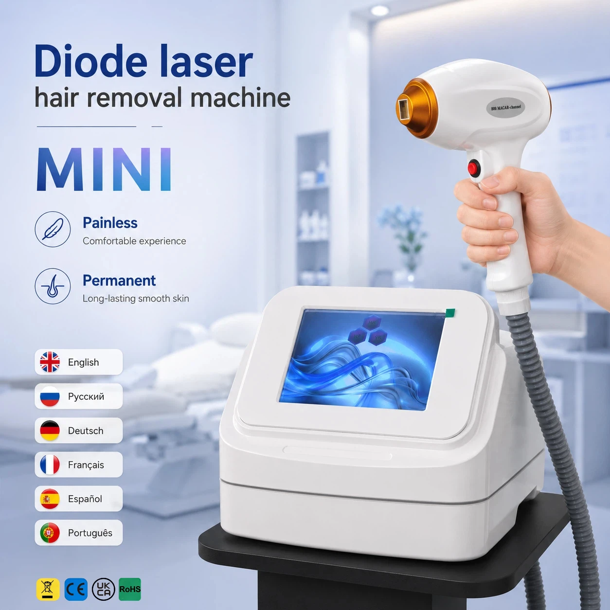 Professional Mini Diode Laser Hair Removal Machine 808nm Painless Permanent CE Permanent Ice Painless Skin Rejuvenation Device
Professional Mini Diode Laser Hair Removal Machine 808nm Painless Permanent CE Permanent Ice Painless Skin Rejuvenation Device