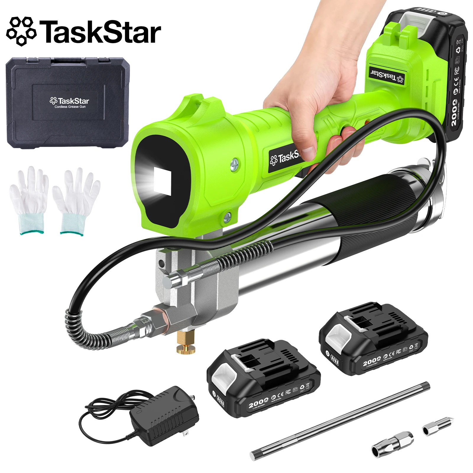 Taskstar 10000PSI Cordless Electric Grease Gun Kit 1m Flexible Hose Electric Oil Injector Fat Machine For Makita 18V Battery Pin
Taskstar 10000PSI Cordless Electric Grease Gun Kit 1m Flexible Hose Electric Oil Injector Fat Machine For Makita 18V Battery Pin