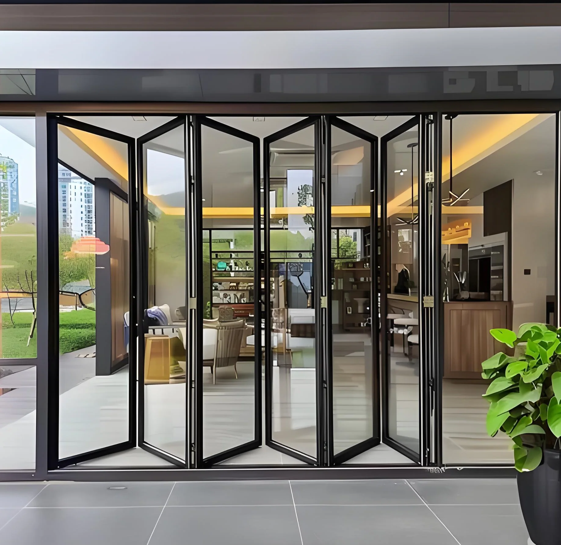 Aluminum Frame Folding Door Double Glazed Glass Bi Folding Doors Waterproofing Capabilities Silent Fold Up Doors for Hotel
Aluminum Frame Folding Door Double Glazed Glass Bi Folding Doors Waterproofing Capabilities Silent Fold Up Doors for Hotel