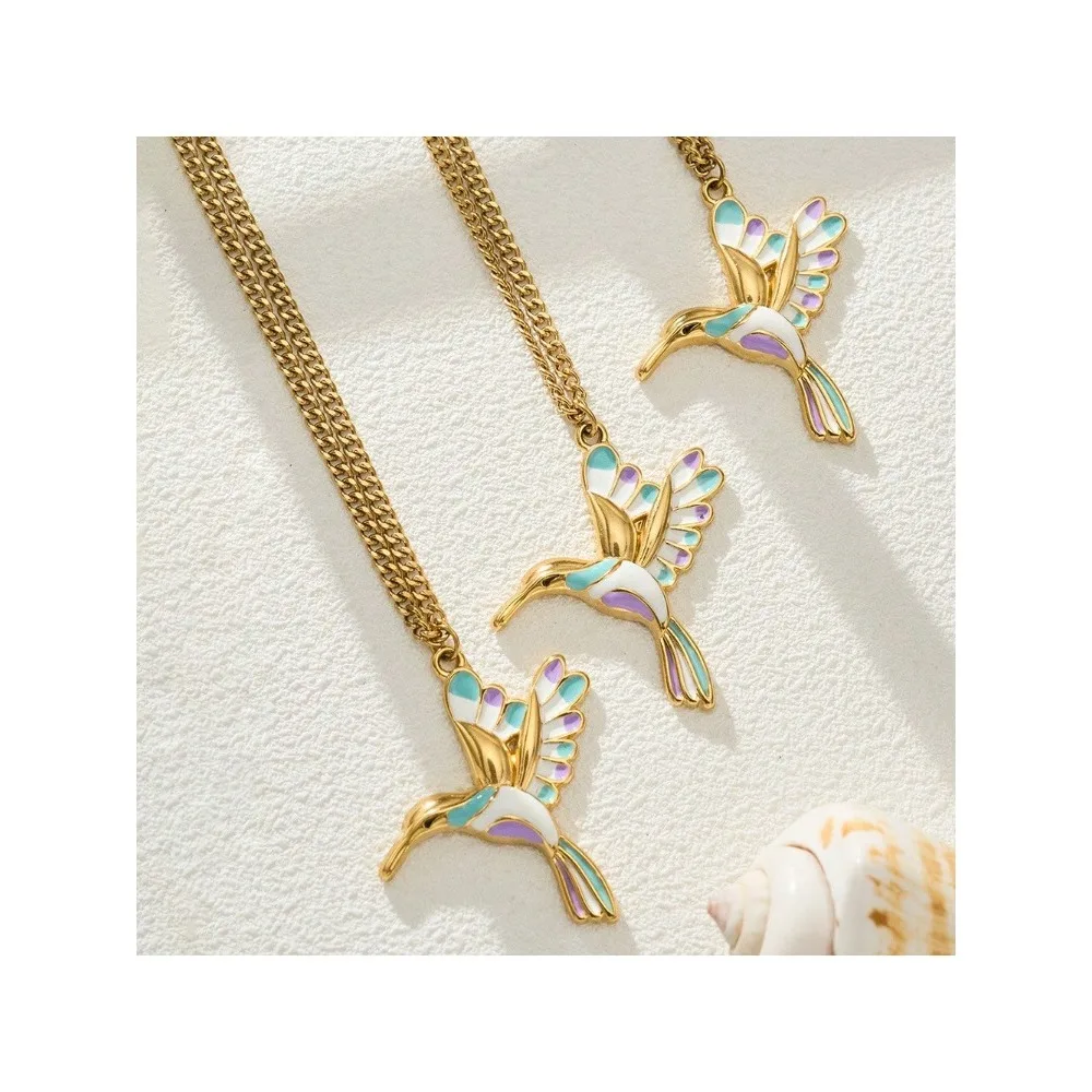Customized Colorful Dynamic Bird Pendant 18K Gold Plated Stainless Steel Women's Non-Fading Necklace Jewelry Wholesale
Customized Colorful Dynamic Bird Pendant 18K Gold Plated Stainless Steel Women's Non-Fading Necklace Jewelry Wholesale