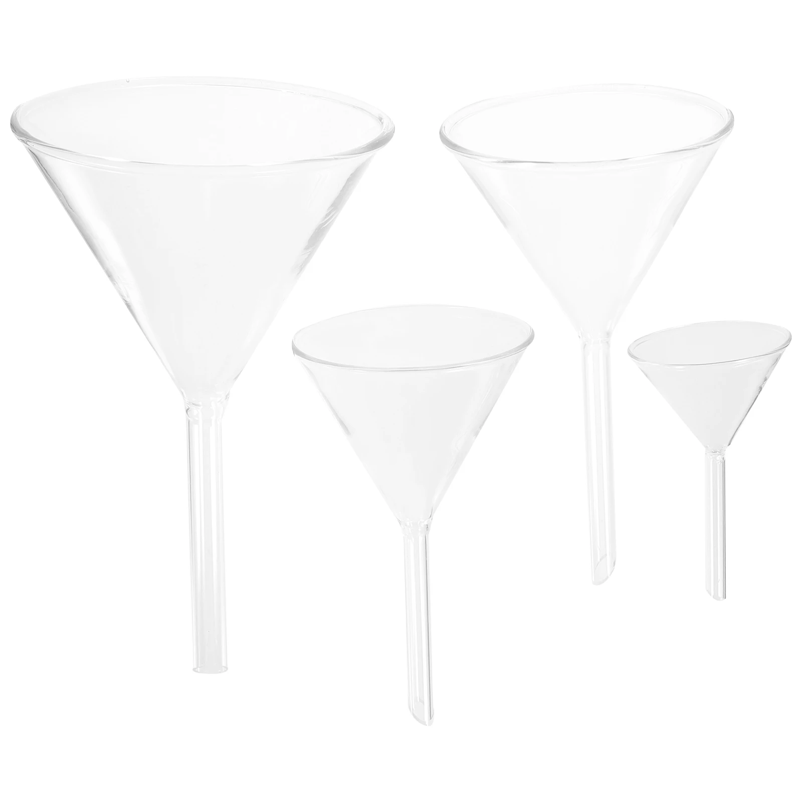 4 Pcs Mirror Laboratory Glass Funnel Set Funnels with Tube Bottle for Liquid Transfer
4 Pcs Mirror Laboratory Glass Funnel Set Funnels with Tube Bottle for Liquid Transfer