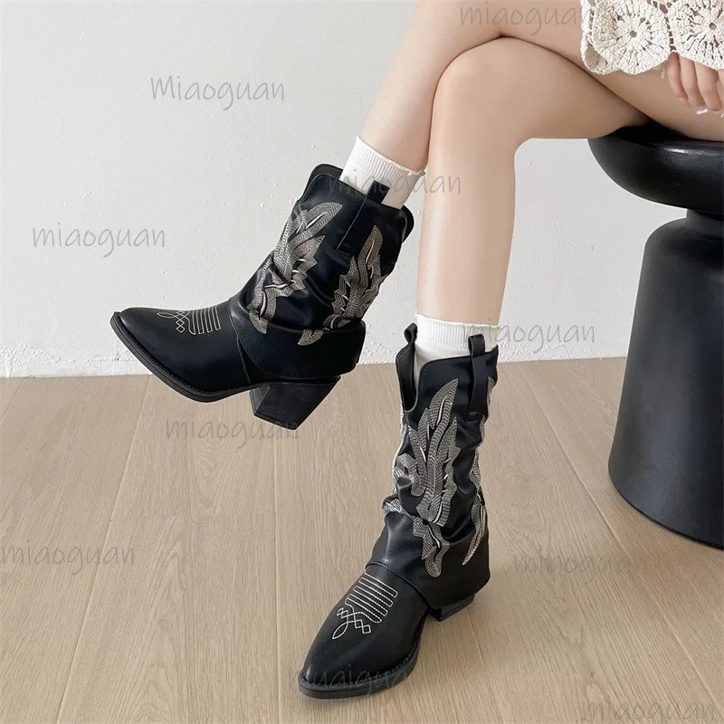 2025 New Autumn Western Cowboy Boots Brown Women's Retro Pointed Toe Chunky Heel Ankle Boots Pleated Botas Mujer Size 35-42
2025 New Autumn Western Cowboy Boots Brown Women's Retro Pointed Toe Chunky Heel Ankle Boots Pleated Botas Mujer Size 35-42
