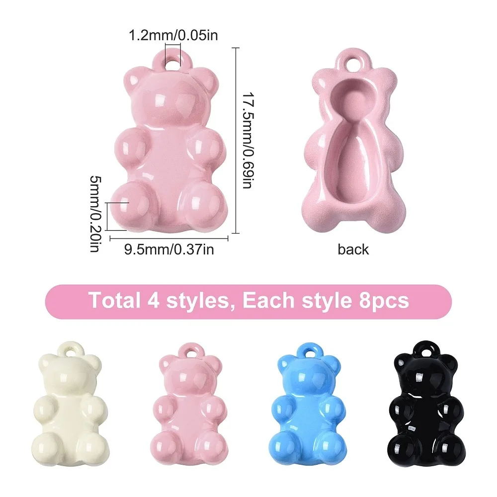 32Pcs 4 Colors Spray Painted Alloy Pendants Bear Mixed Color 17.5x9.5x5mm Hole: 1.2mm 8pcs/color
32Pcs 4 Colors Spray Painted Alloy Pendants Bear Mixed Color 17.5x9.5x5mm Hole: 1.2mm 8pcs/color