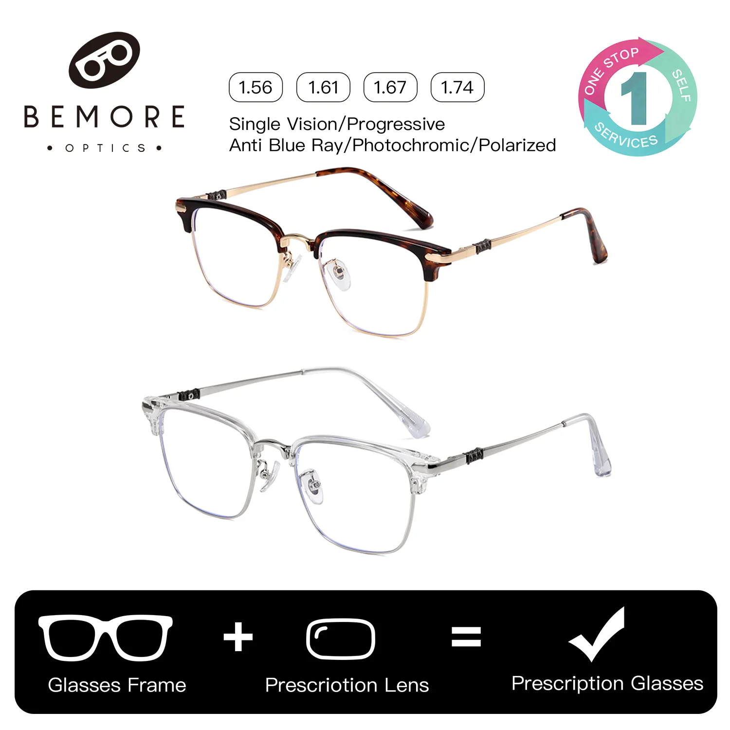 BEMORE Square Medical Prescription Lenses Eyeglasses Photochromic Grey Anti Blue Light Acetate Presbyopic Glasses Man
BEMORE Square Medical Prescription Lenses Eyeglasses Photochromic Grey Anti Blue Light Acetate Presbyopic Glasses Man